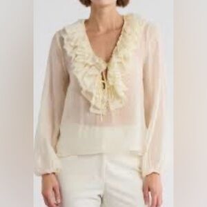 Jason Wu Cream color shear Ruffle Blouse